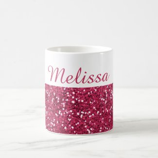 Glam Pink Glitter Custom Name Coffee Mug