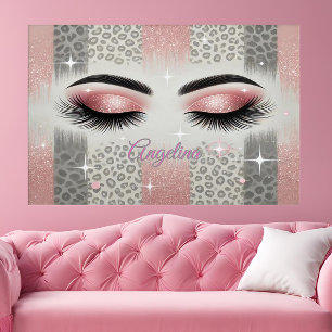 Glam Pink Glitter Eyelashes Acrylic Print