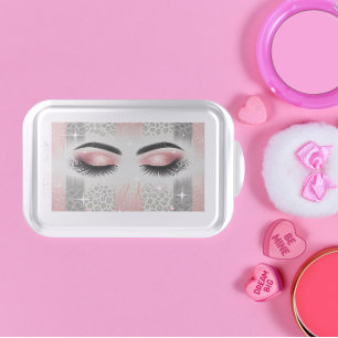 Glam Pink Glitter Eyelashes Monogram Cake Pan