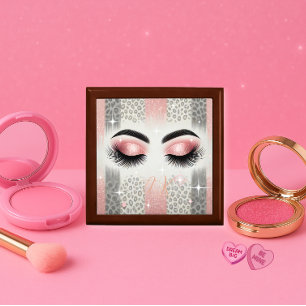 Glam Pink Glitter Eyelashes Monogram Gift Box