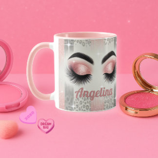  Glam Pink Glitter Eyelashes Mug
