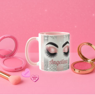 Glam Pink Glitter Eyelashes Mug