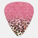 Glam Pink Glitter Leopard Pattern Guitar Pick at Zazzle