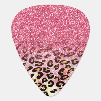 Glam Pink Glitter Leopard Pattern Guitar Pick by InovArtS at Zazzle