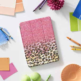 Glam Pink Glitter Leopard Pattern iPad Pro Cover
