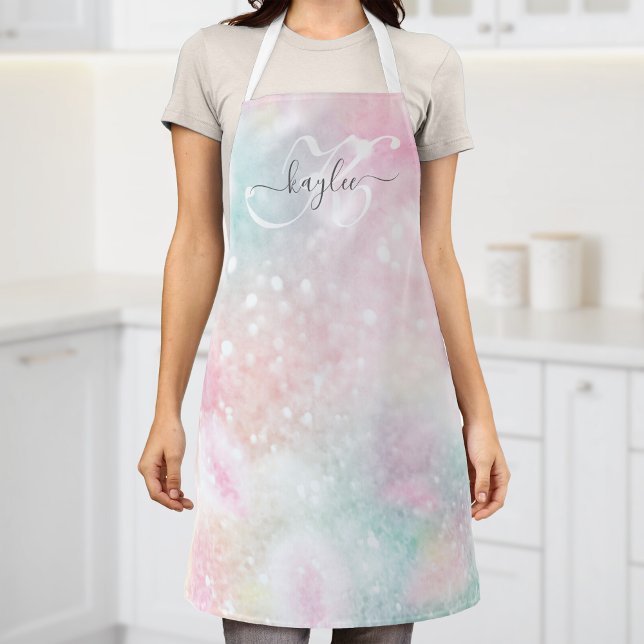 Glam Pink Glitter Pastel Girly Pattern Apron (Creator Uploaded)