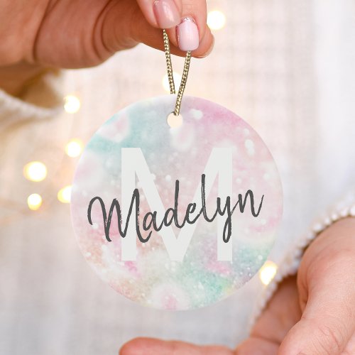 Glam Pink Glitter Pastel Girly Pattern Ceramic Ornament
