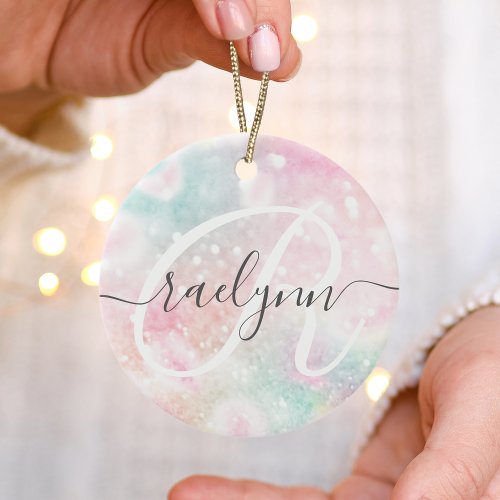 Glam Pink Glitter Pastel Girly Pattern Ceramic Ornament