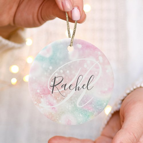 Glam Pink Glitter Pastel Girly Pattern Ceramic Ornament