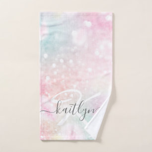 Glam Pink Glitter Pastel Girly Pattern Hand Towel