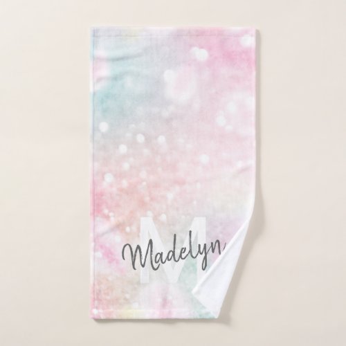 Glam Pink Glitter Pastel Girly Pattern Hand Towel