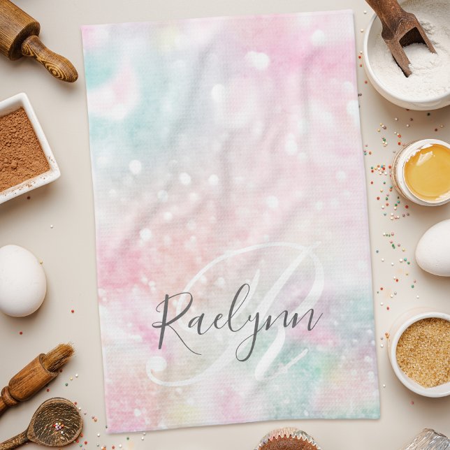 Glam Pink Glitter Pastel Girly Pattern Kitchen Towel (Creator Uploaded)