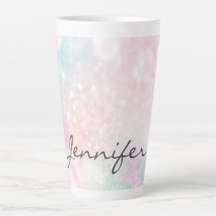 Glam Pink Glitter Pastel Girly Pattern Latte Mug