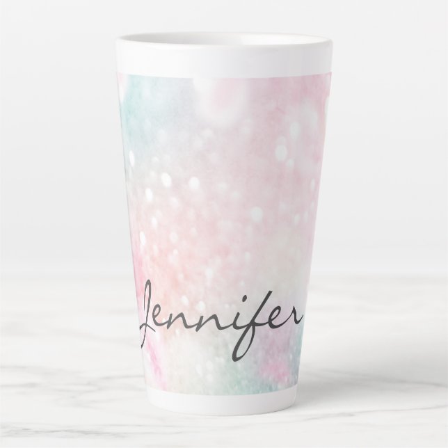 Glam Pink Glitter Pastel Girly Pattern Latte Mug (Front)