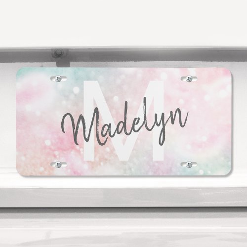 Glam Pink Glitter Pastel Girly Pattern License Plate