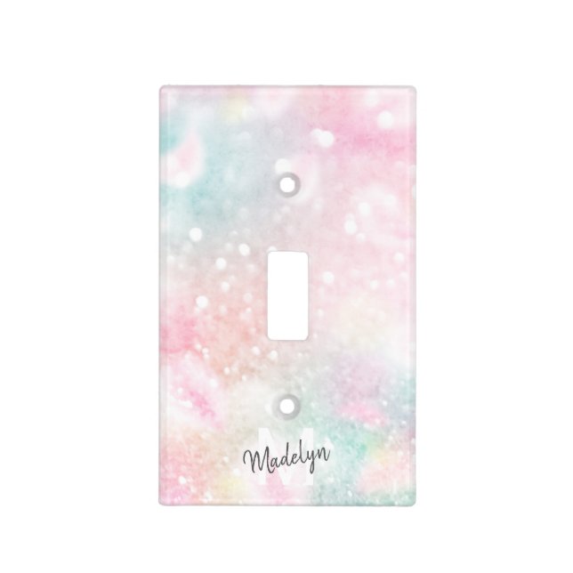 Glam Pink Glitter Pastel Girly Pattern Light Switch Cover (Front)