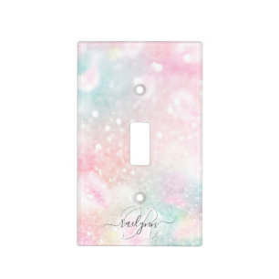 Glam Pink Glitter Pastel Girly Pattern Light Switch Cover