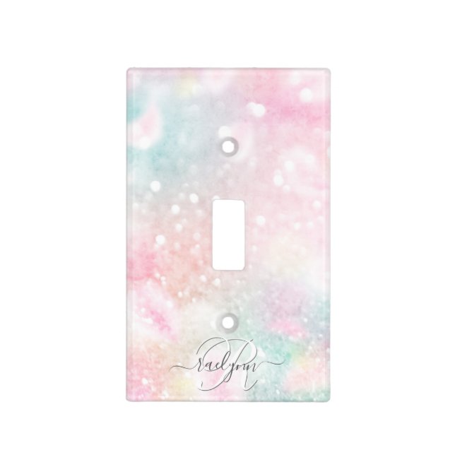 Glam Pink Glitter Pastel Girly Pattern Light Switch Cover (Front)