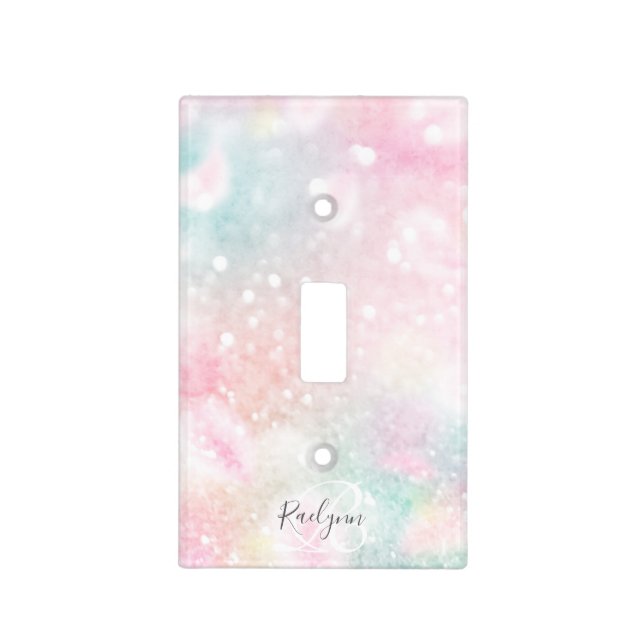 Glam Pink Glitter Pastel Girly Pattern Light Switch Cover (Front)