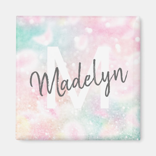 Glam Pink Glitter Pastel Girly Pattern Magnet (Front)