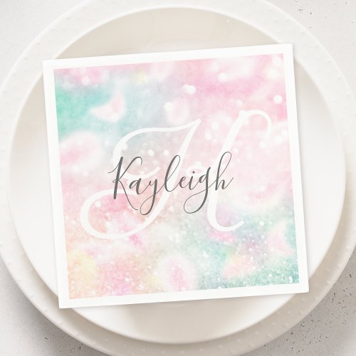 Glam Pink Glitter Pastel Girly Pattern Napkins