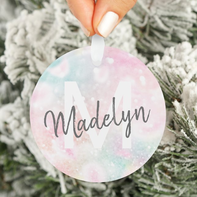 Glam Pink Glitter Pastel Girly Pattern Ornament (Creator Uploaded)