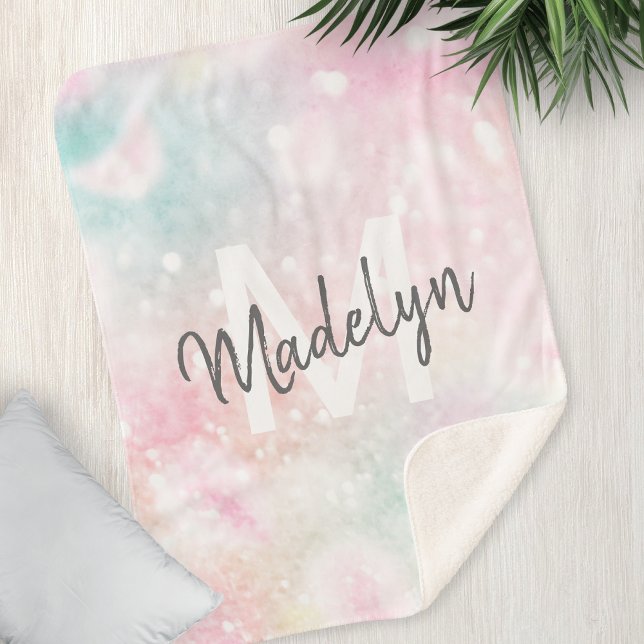 Glam Pink Glitter Pastel Girly Pattern Sherpa Blanket (Creator Uploaded)