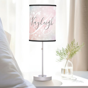 Glam Pink Glitter Pastel Girly Pattern Table Lamp