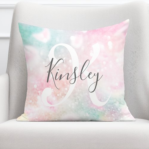 Glam Pink Glitter Pastel Girly Pattern Throw Pillow