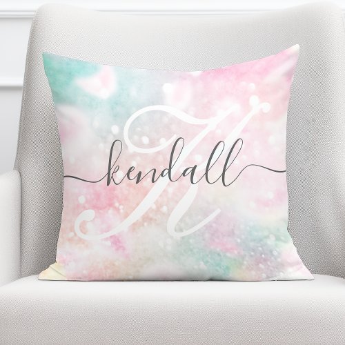 Glam Pink Glitter Pastel Girly Pattern Throw Pillow