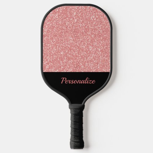 Glam Pink Glitter Sparkle Black Personalized Pickleball Paddle