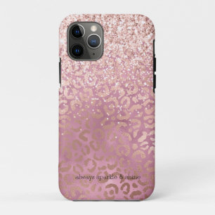 Glam Pink Glitzy Glitter Leopard Print iPhone 11 Pro Case