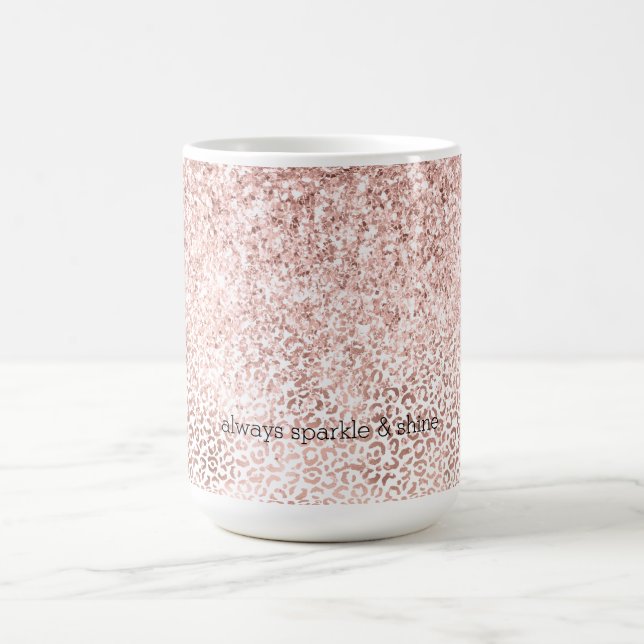 Glam Pink Glitzy Glitter Leopard Print inspiration Coffee Mug (Center)