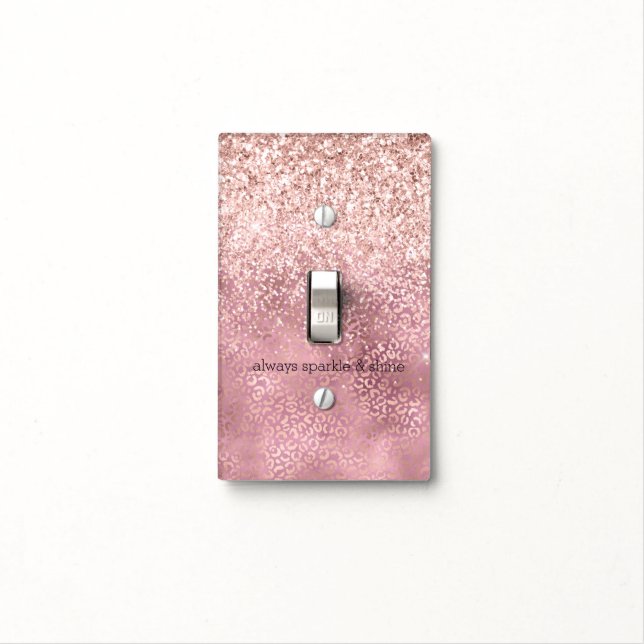 Glam Pink Glitzy Glitter Leopard Print inspiration Light Switch Cover (In Situ)