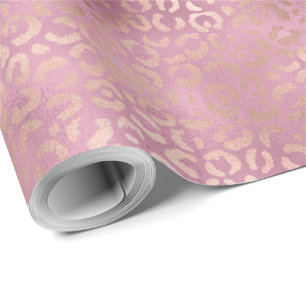 Glam Pink Glitzy Leopard Print Wrapping Paper