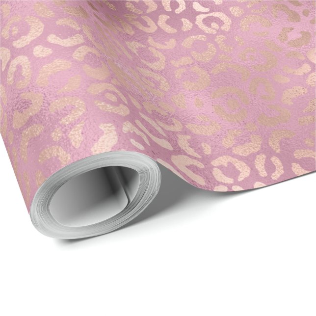 Glam Pink Glitzy Leopard Print Wrapping Paper (Roll Corner)
