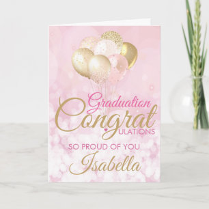 Glam Pink Gold Graduation Congratulations Card