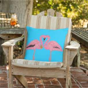Glam Pink Hanukkah flamingos beach Outdoor Pillow