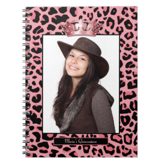 Glam Pink Jaguar Custom Photo Quinceañera Notebook