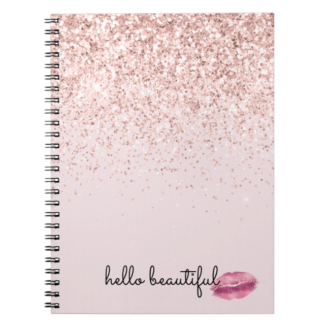 Glam Pink Kiss Lips Blush Glitter         Notebook (Front)