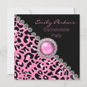 Glam Pink Leopard Bachelorette Party Invitation