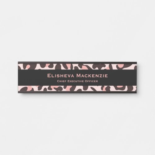 Glam Pink Leopard Print Door Sign Signs Name Plate