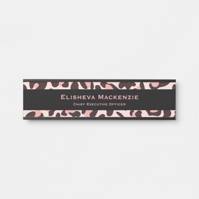 Glam Pink Leopard Print Door Sign Signs Name Plate (Front)