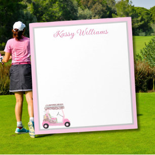 Glam Pink Personalized Golf Cart Name Notepad
