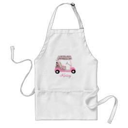 Glam Pink Personalized Name Golf Cart Clubs Adult Apron