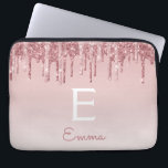 Glam Pink Rose Gold Glitter Drips Sparkle Monogram Laptop Sleeve<br><div class="desc">Blush Pink - Rose Gold Faux Dripping Glitter and Sparkle Elegant Monogram Laptop Computer Case. This monogrammed case can be customized to include your initial and first name.</div>