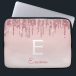 Glam Pink Rose Gold Glitter Drips Sparkle Monogram Laptop Sleeve<br><div class="desc">Blush Pink - Rose Gold Faux Dripping Glitter and Sparkle Elegant Monogram Laptop Computer Case. This monogrammed case can be customized to include your initial and first name.</div>