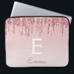 Glam Pink Rose Gold Glitter Drips Sparkle Monogram Laptop Sleeve<br><div class="desc">Blush Pink - Rose Gold Faux Dripping Glitter and Sparkle Elegant Monogram Laptop Computer Case. This monogrammed case can be customized to include your initial and first name.</div>