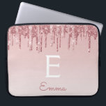 Glam Pink Rose Gold Glitter Drips Sparkle Monogram Laptop Sleeve<br><div class="desc">Blush Pink - Rose Gold Faux Dripping Glitter and Sparkle Elegant Monogram Laptop Computer Case. This monogrammed case can be customized to include your initial and first name.</div>
