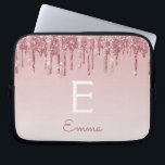 Glam Pink Rose Gold Glitter Drips Sparkle Monogram Laptop Sleeve<br><div class="desc">Blush Pink - Rose Gold Faux Dripping Glitter and Sparkle Elegant Monogram Laptop Computer Case. This monogrammed case can be customized to include your initial and first name.</div>